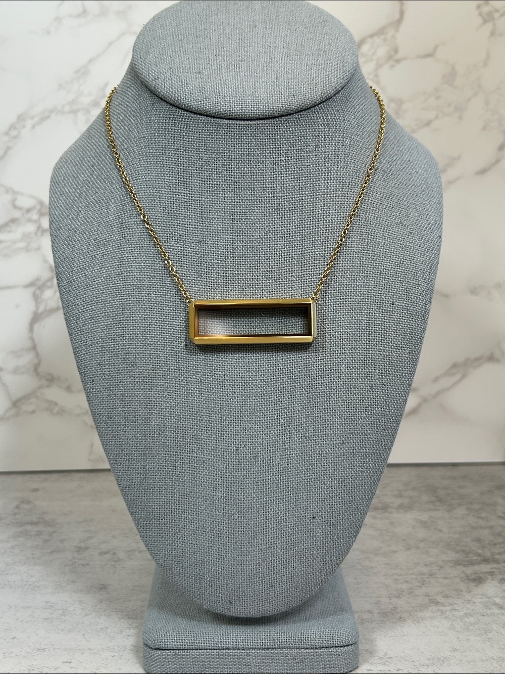 Origami Owl Gold Open Rectangular Bar Living Locket Necklace